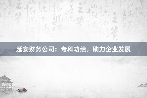 延安财务公司:专科功绩,助力企业发展